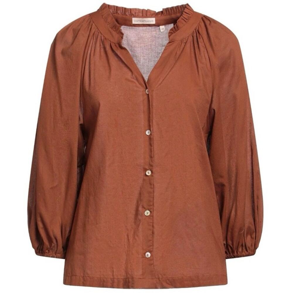 Camicettasnob Brown/Rust Puff 3/4 Sleeve Blouse Size IT44/US 8